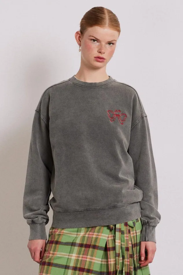 Women Tops Damson Madder Bow Logo Crew Neck Sweat