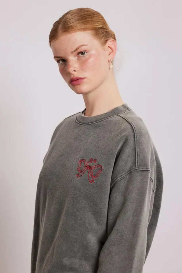 Women Tops Damson Madder Bow Logo Crew Neck Sweat