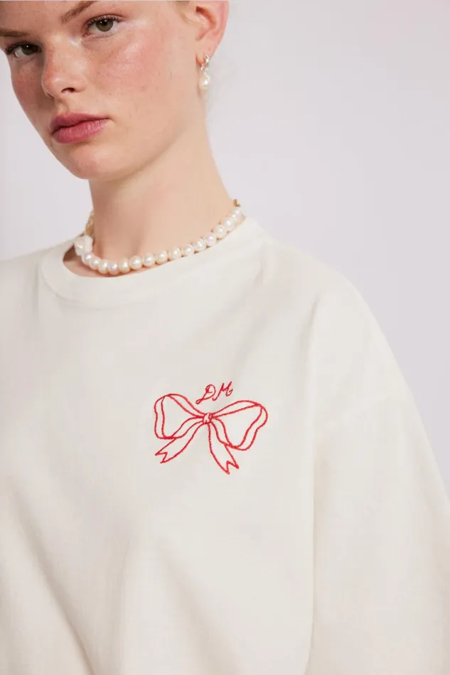 Women Tops Damson Madder Bow Logo Short Sleeve Tee