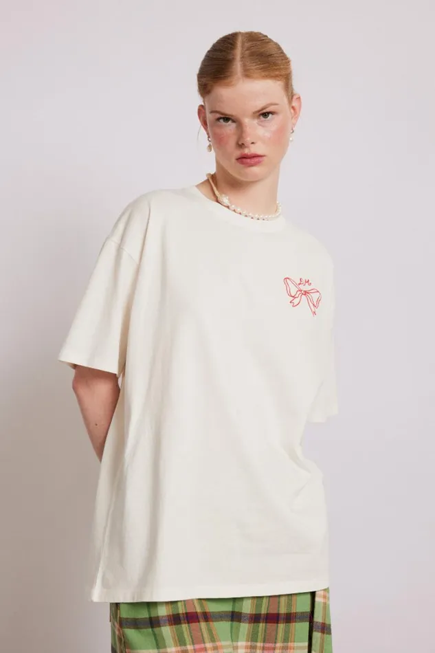 Women Tops Damson Madder Bow Logo Short Sleeve Tee
