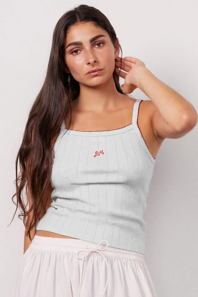 Women Tops Damson Madder Dm Cami Top 8211 White Pointelle
