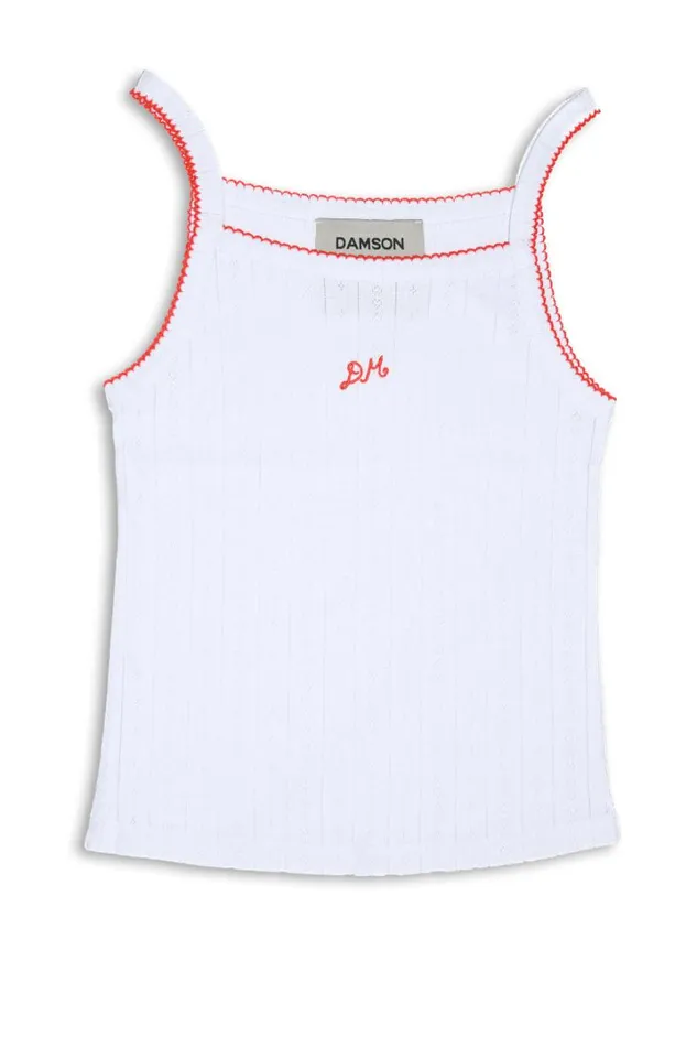 Women Tops Damson Madder Dm Cami Top 8211 White Pointelle