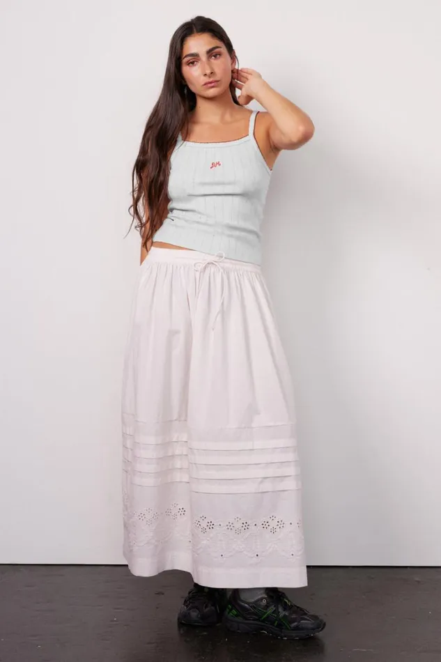 Women Tops Damson Madder Dm Cami Top 8211 White Pointelle