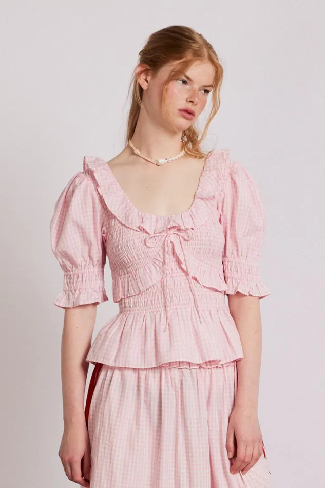 Women Tops Damson Madder Meghan Blouse 8211 Pink Gingham