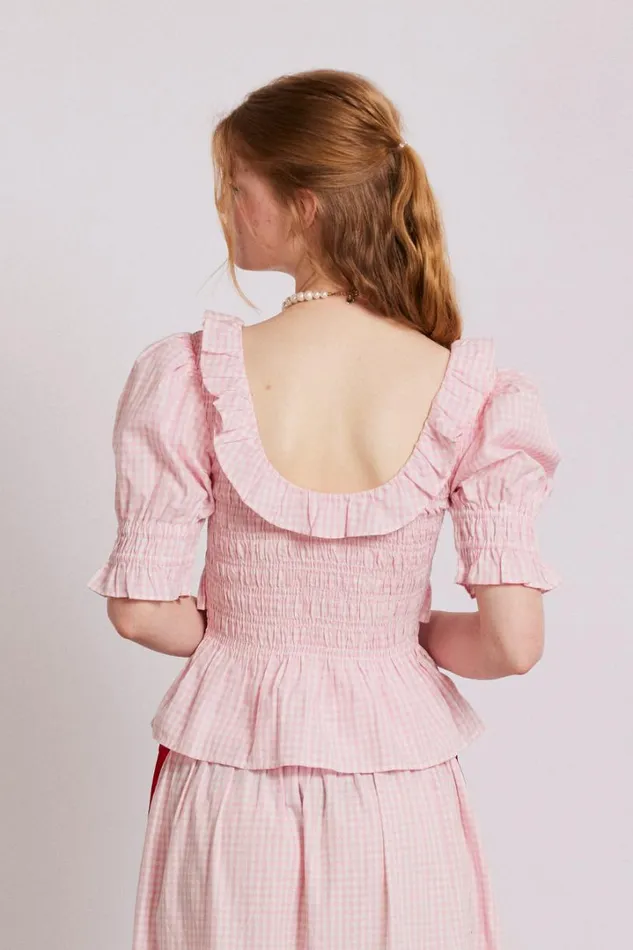 Women Tops Damson Madder Meghan Blouse 8211 Pink Gingham