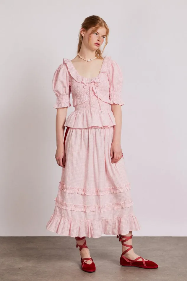 Women Tops Damson Madder Meghan Blouse 8211 Pink Gingham