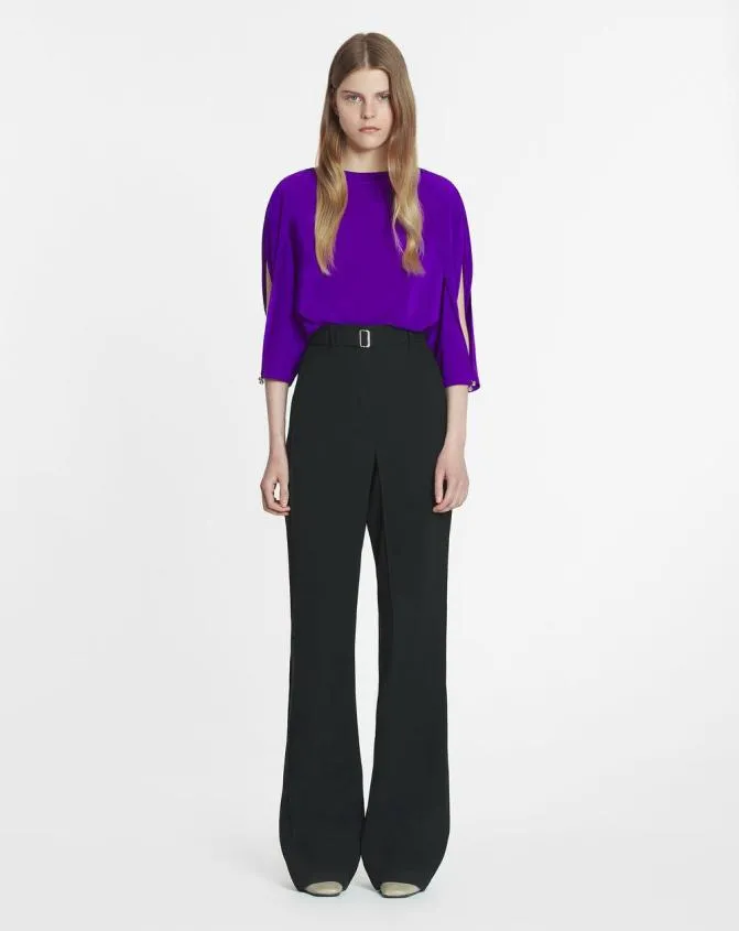 Women Tops Lanvin Silk Top With Openwork Sleeves Anemone Women Tops Lanvin Silk Top With Openwork Sleeves Anemone