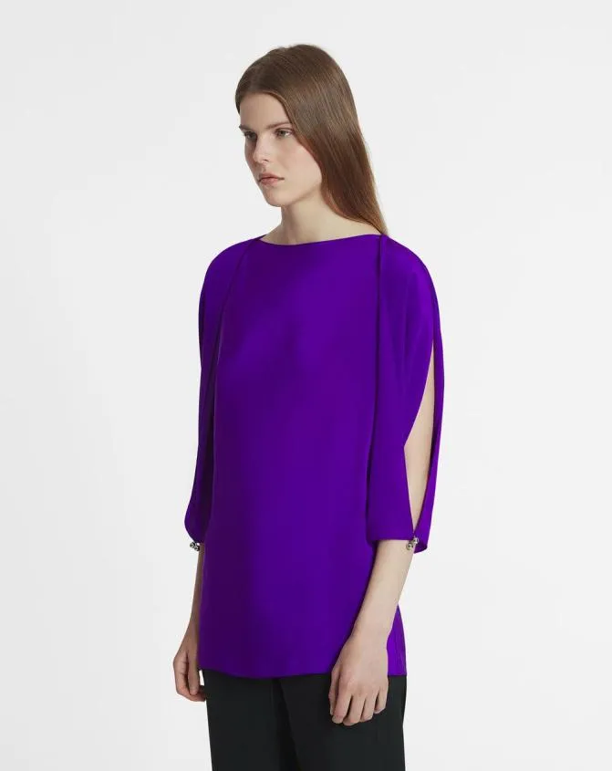 Women Tops Lanvin Silk Top With Openwork Sleeves Anemone Women Tops Lanvin Silk Top With Openwork Sleeves Anemone