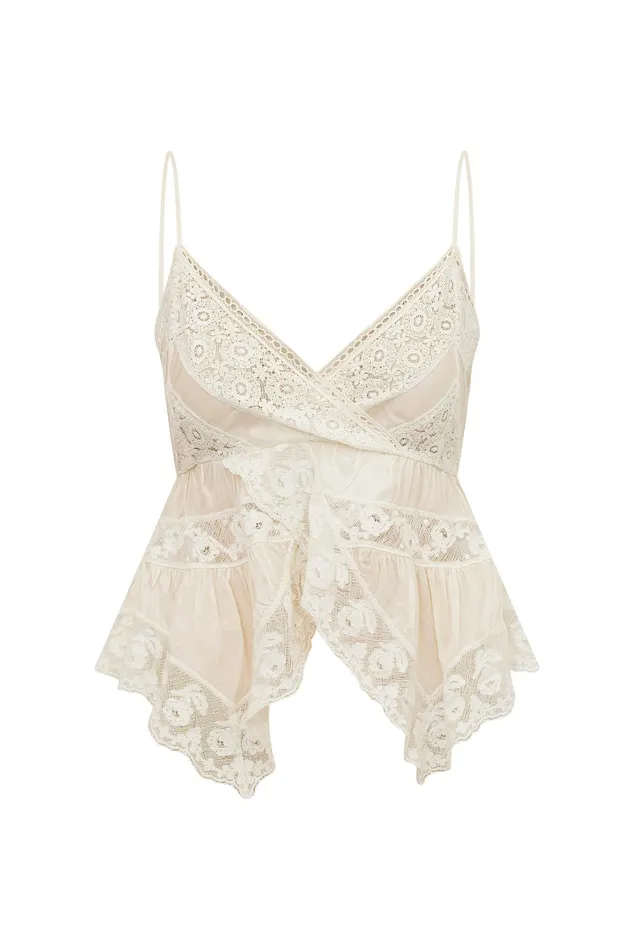 Women Tops LoveShackFancy Luschia Lace Cami Top Off White