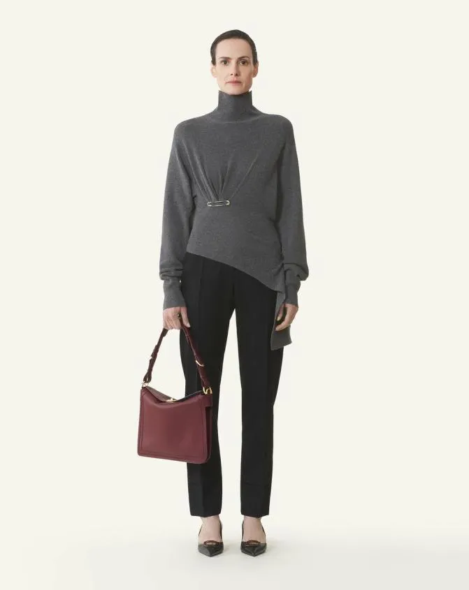 Women Tote Bags and Top Handle Bags Lanvin Asymmetrical Leather Compagnon Bag Bacchus