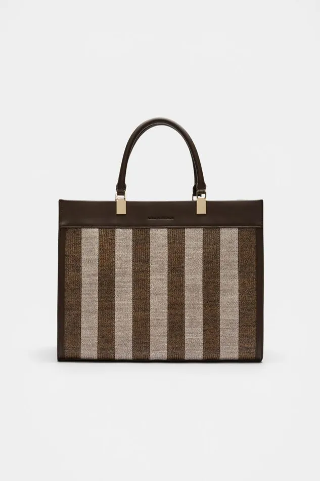 Women Tote Bags Seed Heritage Large Woven Tote Dark Espresso