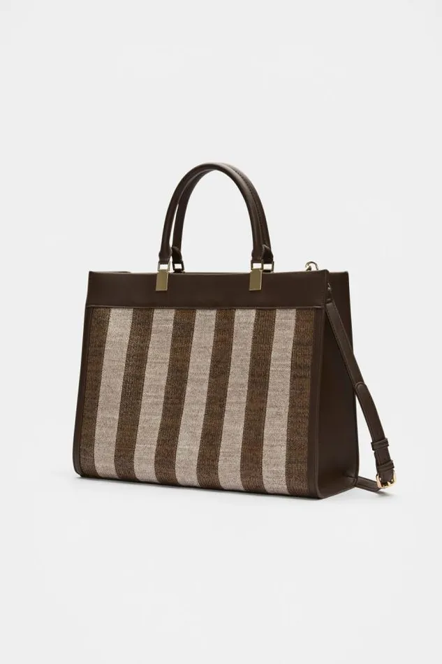 Women Tote Bags Seed Heritage Large Woven Tote Dark Espresso