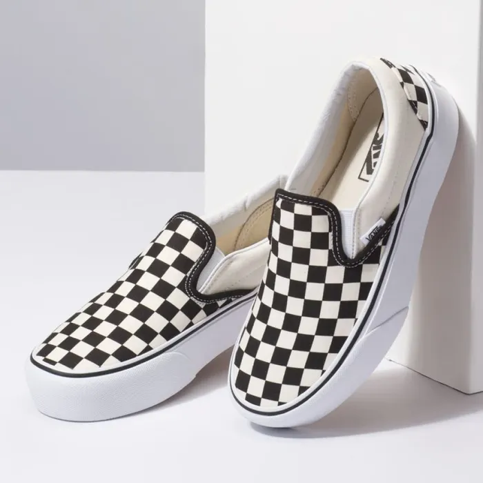Women Vans SlipOn Platform black and white checkerwhite Classics Shoes Women Vans SlipOn Platform black and white checkerwhite Classics Shoes