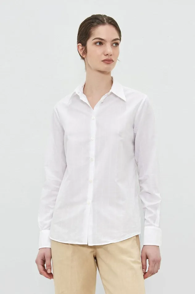 Women VIVIEN 8211 Jacquard Cotton Shirt 8211 Bianco Massimo Alba Shirts