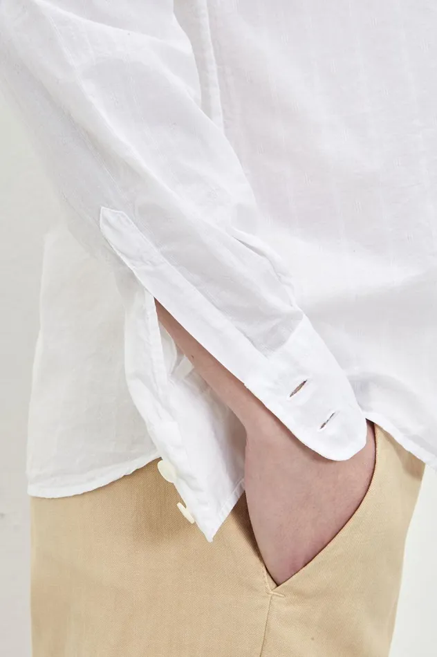 Women VIVIEN 8211 Jacquard Cotton Shirt 8211 Bianco Massimo Alba Shirts