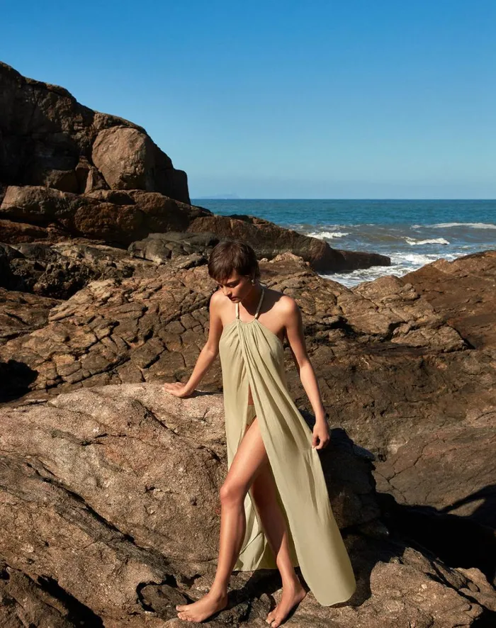 Women ViX Paula Hermanny Cover Ups Cloe Long Cover Up 8211 Olivine