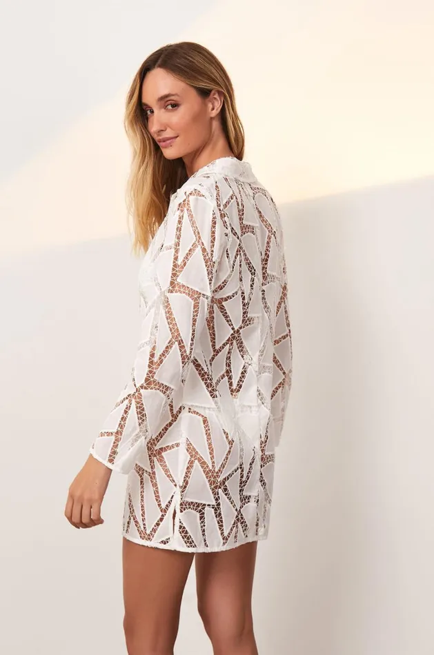 Women ViX Paula Hermanny Cover Ups Coleen Short Cover Up 8211 Off White