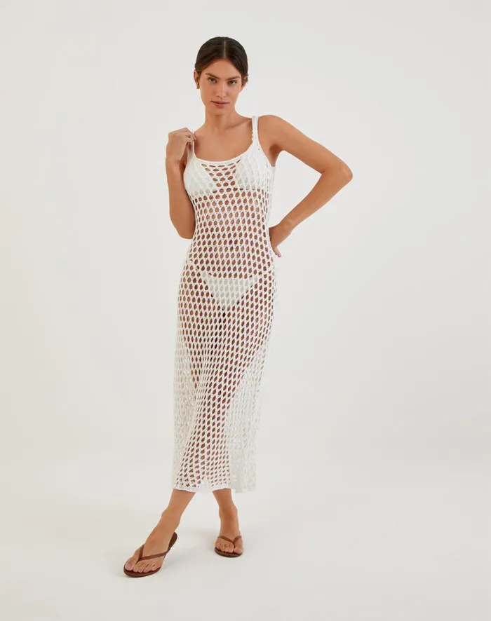Women ViX Paula Hermanny Cover Ups Knit Nicole Long Cover Up 8211 Off White