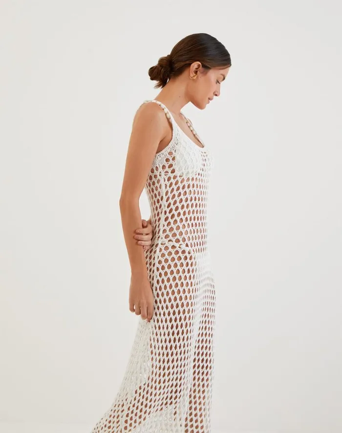 Women ViX Paula Hermanny Cover Ups Knit Nicole Long Cover Up 8211 Off White