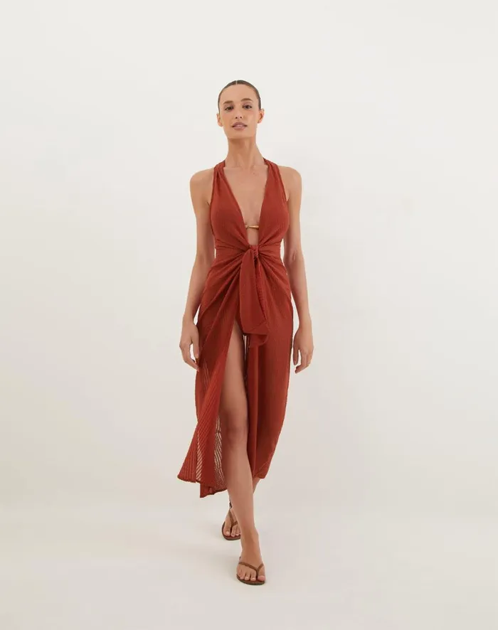 Women ViX Paula Hermanny Cover Ups Mita Long Cover Up 8211 Redwood