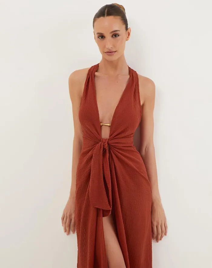 Women ViX Paula Hermanny Cover Ups Mita Long Cover Up 8211 Redwood