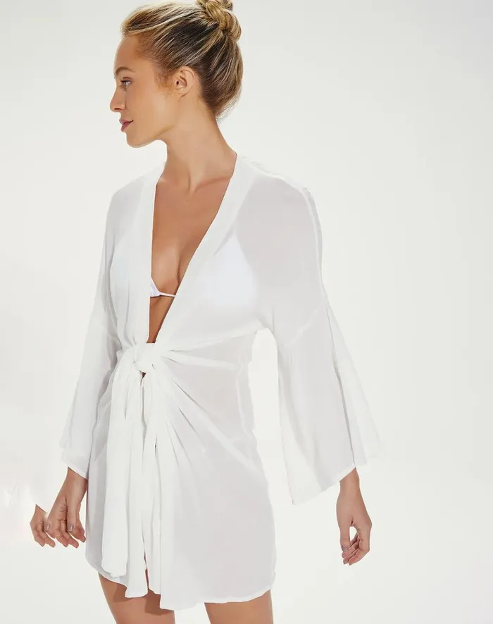 Women ViX Paula Hermanny Cover Ups Perola Short Cover Up 8211 Off White
