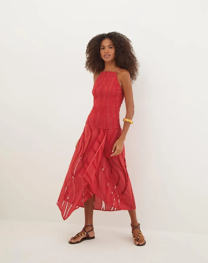 Women ViX Paula Hermanny Dresses Belle Midi Dress 8211 Raspberry