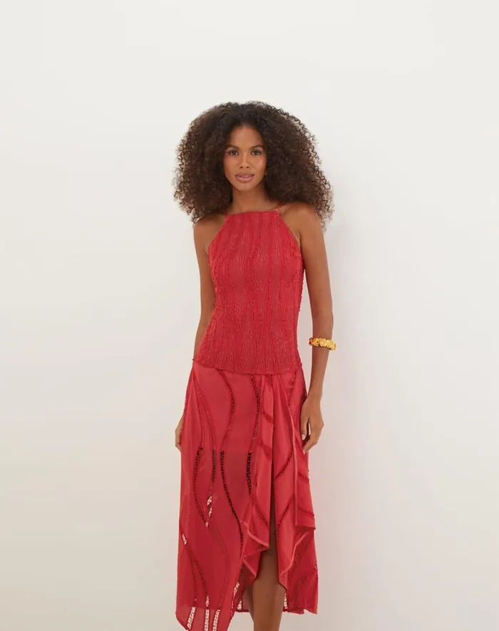 Women ViX Paula Hermanny Dresses Belle Midi Dress 8211 Raspberry