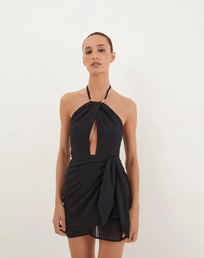 Women ViX Paula Hermanny Dresses Camille Detail Short Dress 8211 Black