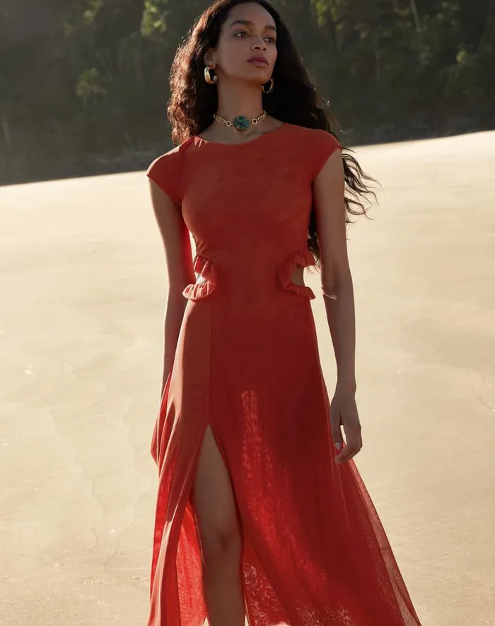 Women ViX Paula Hermanny Dresses Evie Long Dress 8211 Grapefruit