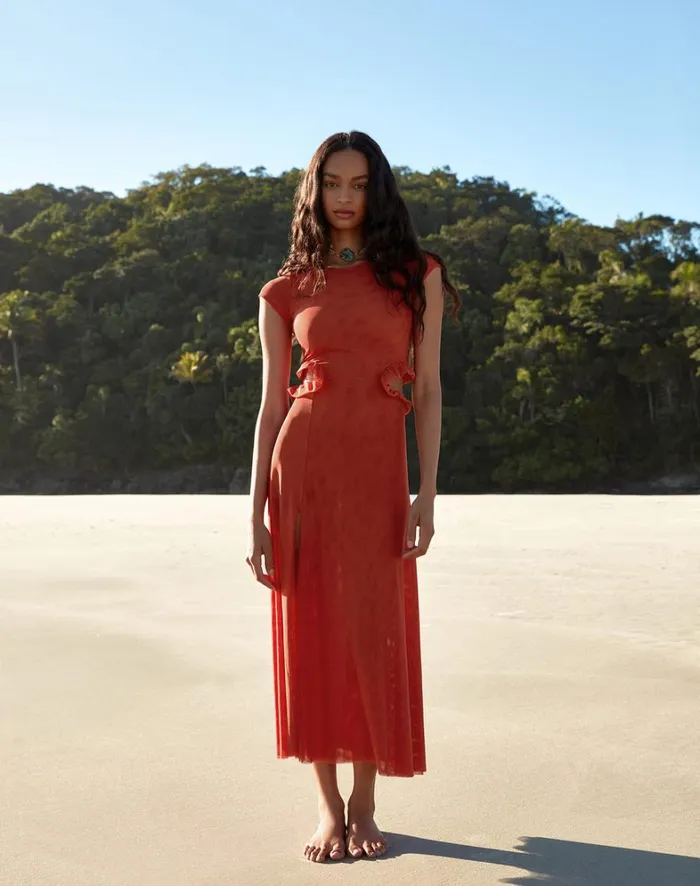 Women ViX Paula Hermanny Dresses Evie Long Dress 8211 Grapefruit