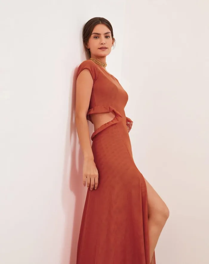 Women ViX Paula Hermanny Dresses Evie Long Dress 8211 Grapefruit