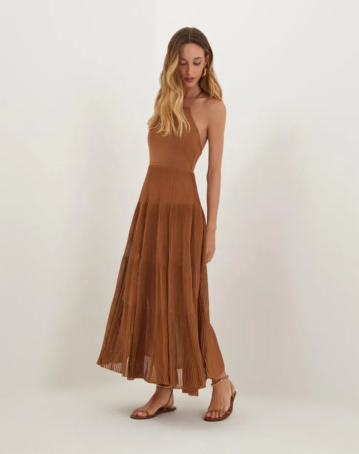 Women ViX Paula Hermanny Dresses Knit Nina Long Dress 8211 Camel