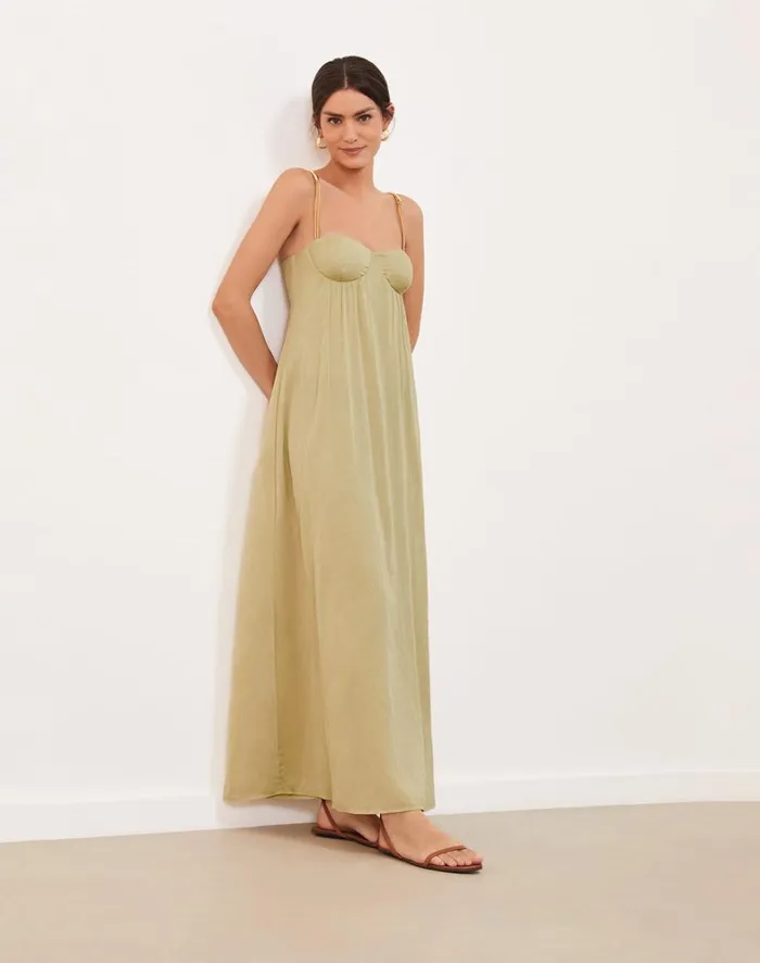 Women ViX Paula Hermanny Dresses Leona Detail Long Dress 8211 Olivine