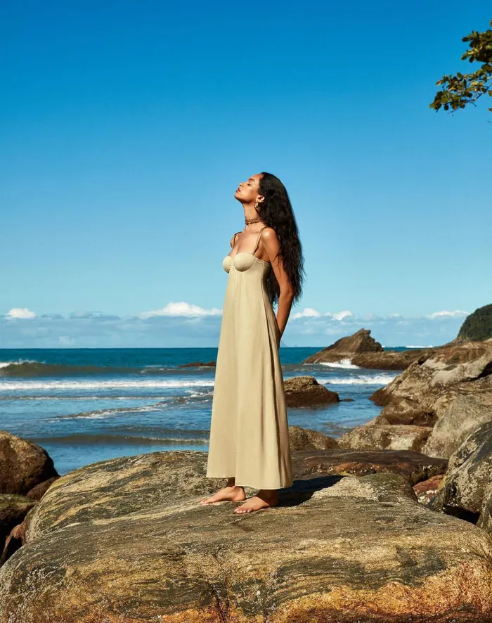 Women ViX Paula Hermanny Dresses Leona Detail Long Dress 8211 Olivine