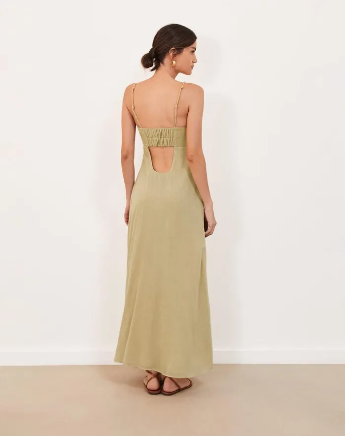 Women ViX Paula Hermanny Dresses Leona Detail Long Dress 8211 Olivine