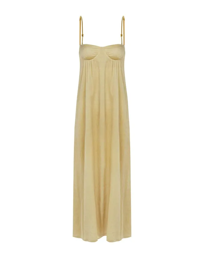 Women ViX Paula Hermanny Dresses Leona Detail Long Dress 8211 Olivine