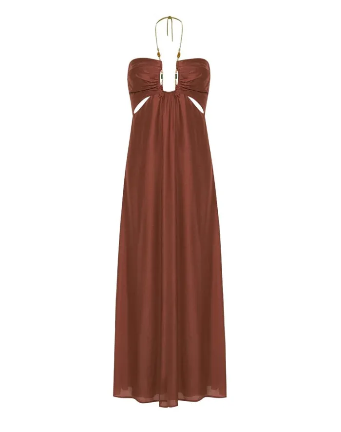 Women ViX Paula Hermanny Dresses Melina Detail Midi Dress 8211 Nutshell
