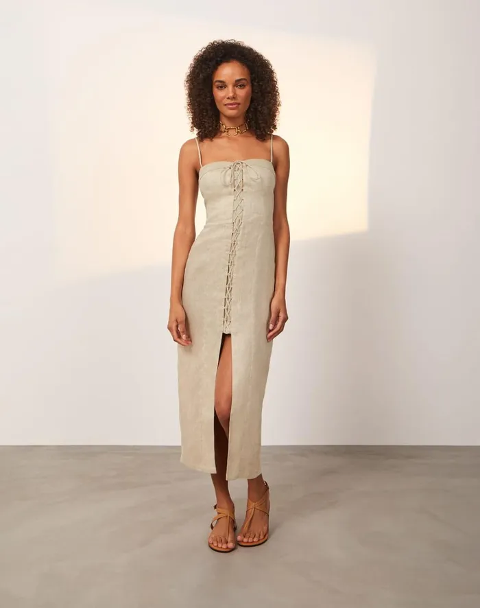 Women ViX Paula Hermanny Dresses Rubia Midi Dress 8211 Natural