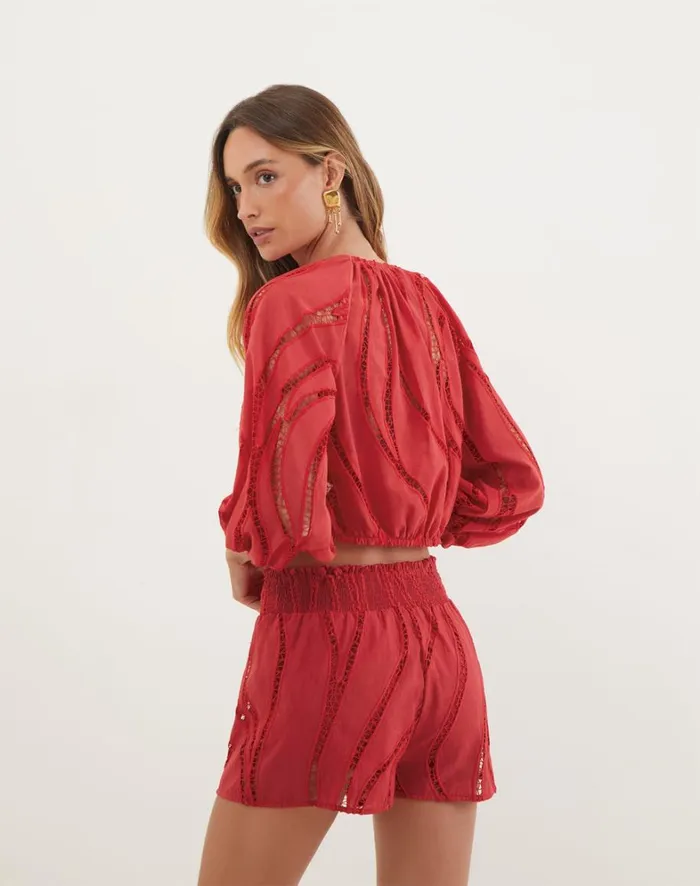 Women ViX Paula Hermanny Matching Sets Babi Blouse 8211 Raspberry