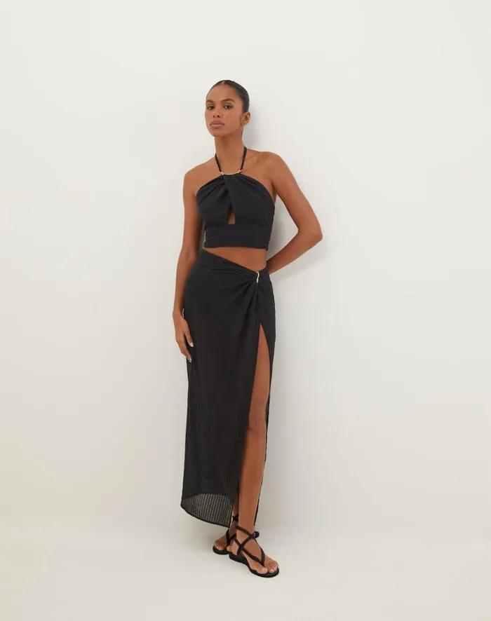 Women ViX Paula Hermanny Tops Coco Detail Top 8211 Black