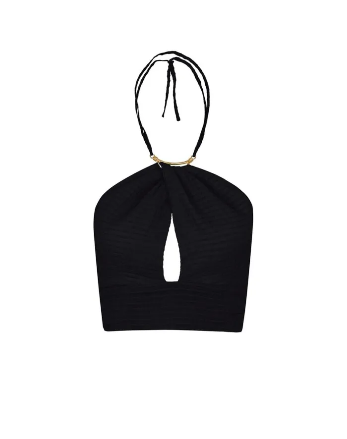 Women ViX Paula Hermanny Tops Coco Detail Top 8211 Black
