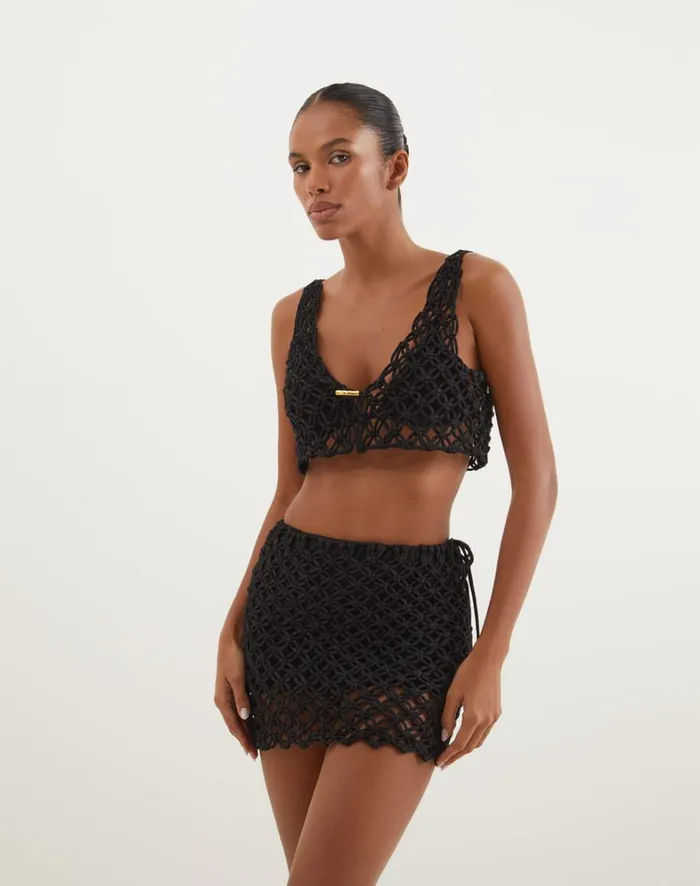 Women ViX Paula Hermanny Tops Gio Macrame Blouse 8211 Black