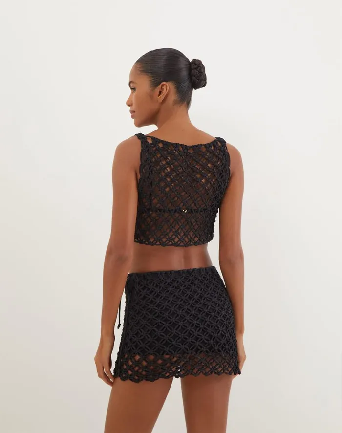 Women ViX Paula Hermanny Tops Gio Macrame Blouse 8211 Black