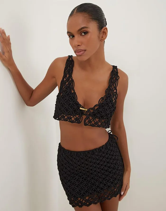 Women ViX Paula Hermanny Tops Gio Macrame Blouse 8211 Black