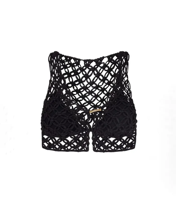 Women ViX Paula Hermanny Tops Gio Macrame Blouse 8211 Black