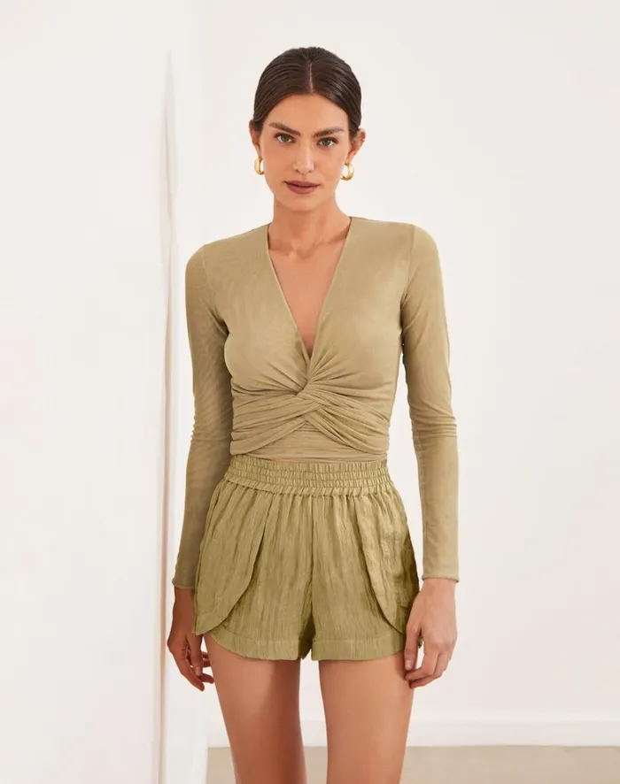 Women ViX Paula Hermanny Tops Millie Cachecouer Blouse 8211 Olivine
