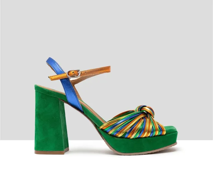 Women Wedges And Platforms Audley Shoes High Heel Leather Sandal Hong Blue