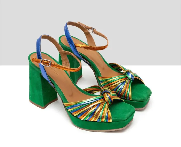 Women Wedges And Platforms Audley Shoes High Heel Leather Sandal Hong Blue