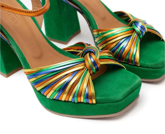 Women Wedges And Platforms Audley Shoes High Heel Leather Sandal Hong Blue